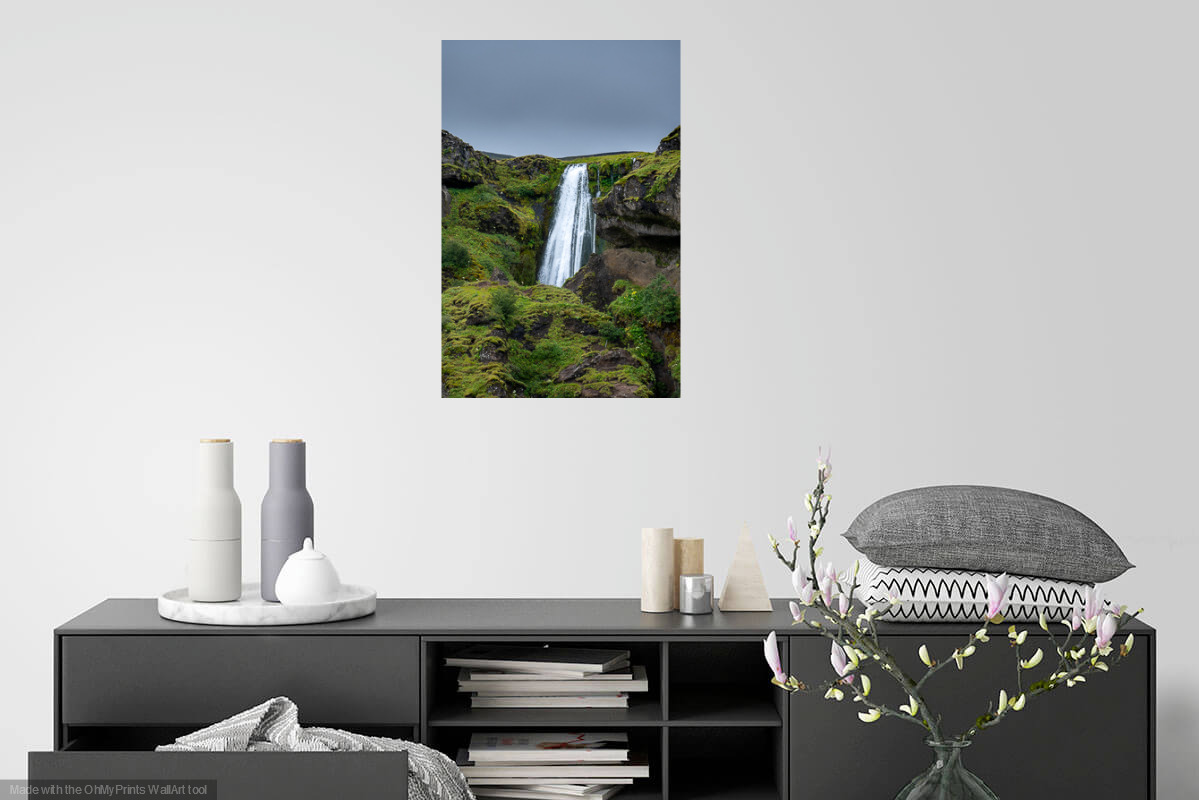Gljúfrabúi Wasserfall hoch 